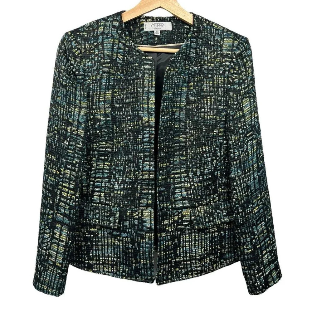 Kasper Separates Blazer Size 10P Petite Suit Jacket Multicolor Shimmer Lined